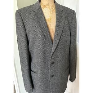 Capella Sport Coat Cashmere Wool Mens Sz 41 R Gray Tweed Italy Herringbone